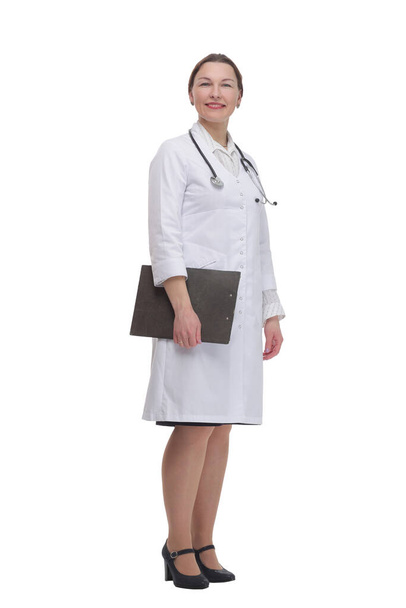in full growth. female doctor with clipboard. - Foto, afbeelding