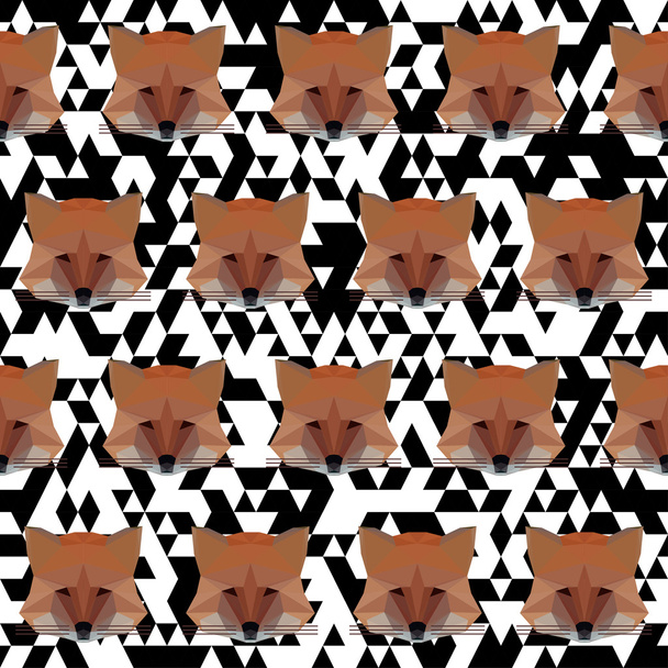 Nahtlose Muster Hintergrund polygonale Fuchs - Vektor, Bild