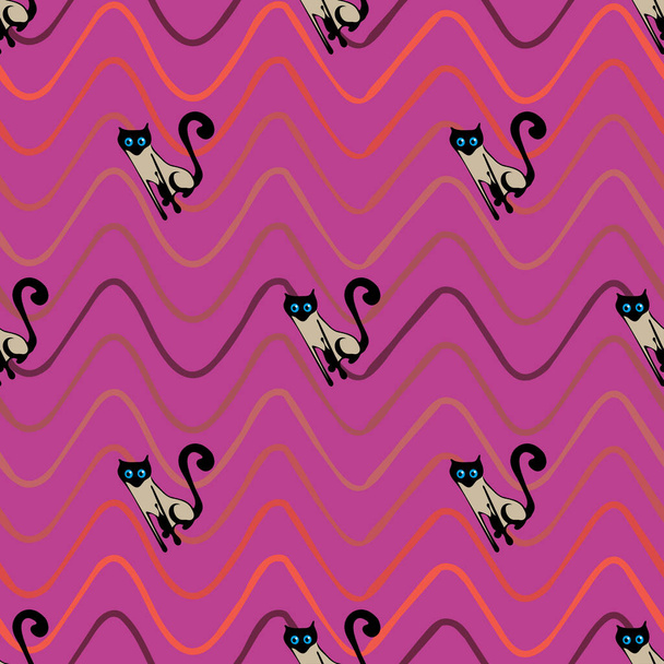 Seamless pattern with funny cartoon cats - Photo, image