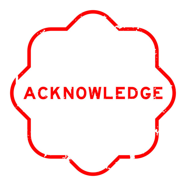 Grunge rojo reconocer sello de goma palabra sobre fondo blanco - Vector, Imagen