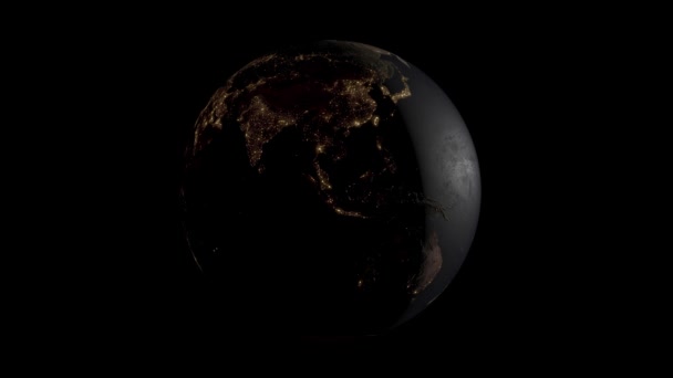 Ziemia czarny tło przestrzeń 3DCG cyfrowa animacja grafika ruchu - Materiał filmowy, wideo
