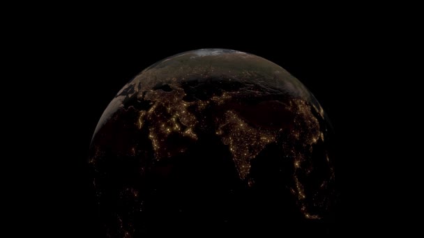 Dünya siyah arkaplan alanı 3DCG dijital animasyon hareketi grafikleri - Video, Çekim