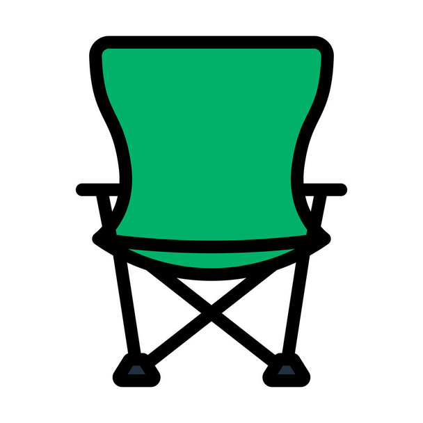 Icon Of Fishing Folding Chair. Editable Bold Outline With Color Fill Design. Vector Illustration. - Vector, Image