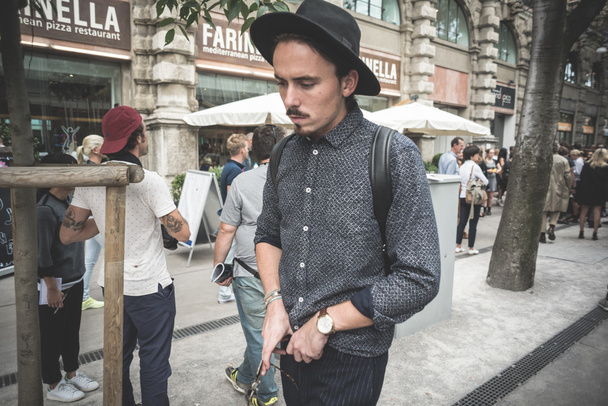 eccentric and fashionable people during Milan fashion week 2014 - Фото, зображення