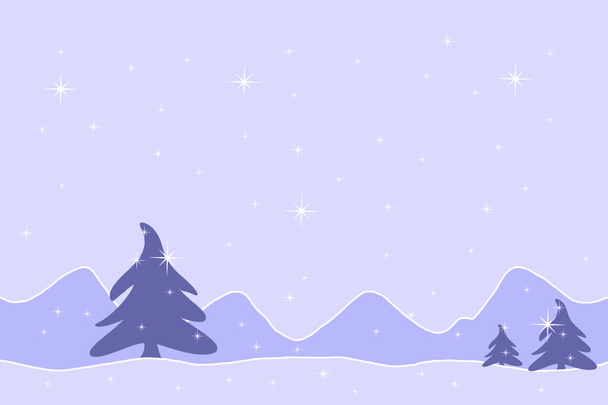 Landscape in the mountains. Pattern for print, cover, wallpaper, minimalist and natural wall art. Illustration in trendy purple color of the year 2022. - Foto, imagen