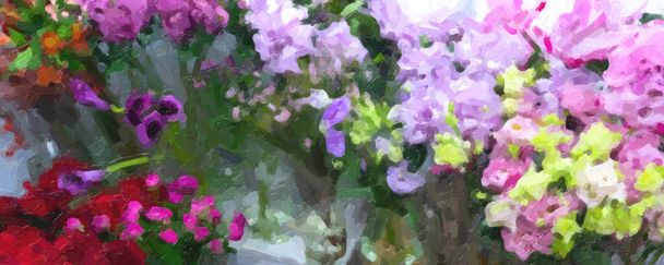 flores de tons delicados, o efeito da pintura a óleo - Foto, Imagem