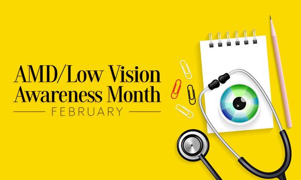 AMD Low vision awareness month is observed every year in February, Vector illustration - Vector, Image