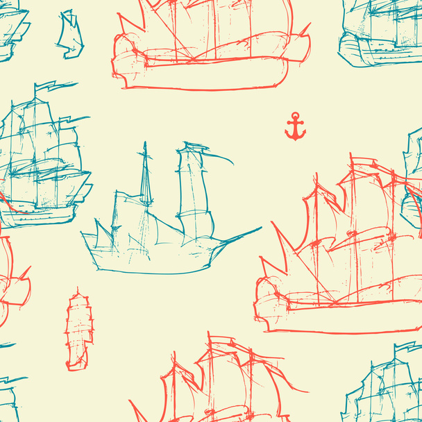 Nautical vintage seamless pattern - Вектор,изображение