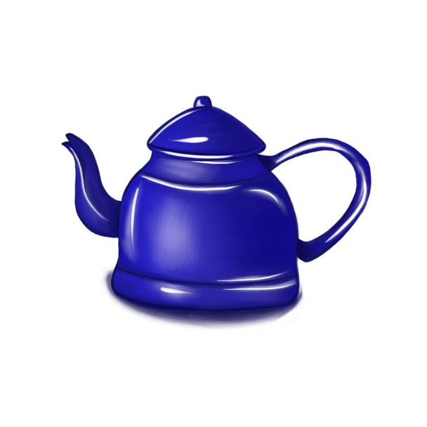 3D-IMAGE. Art illustration of a blue teapot - Foto, Bild