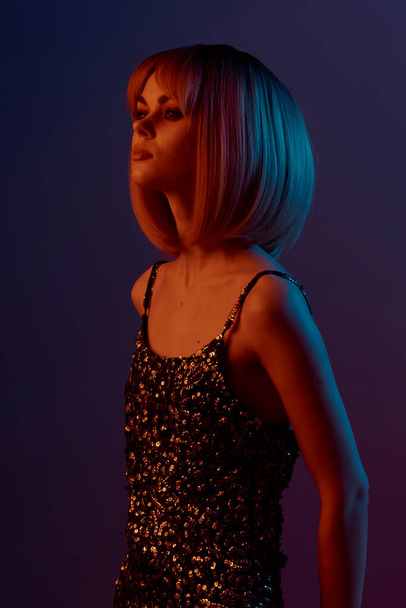 attractive woman short hair luxury model isolated background - Valokuva, kuva