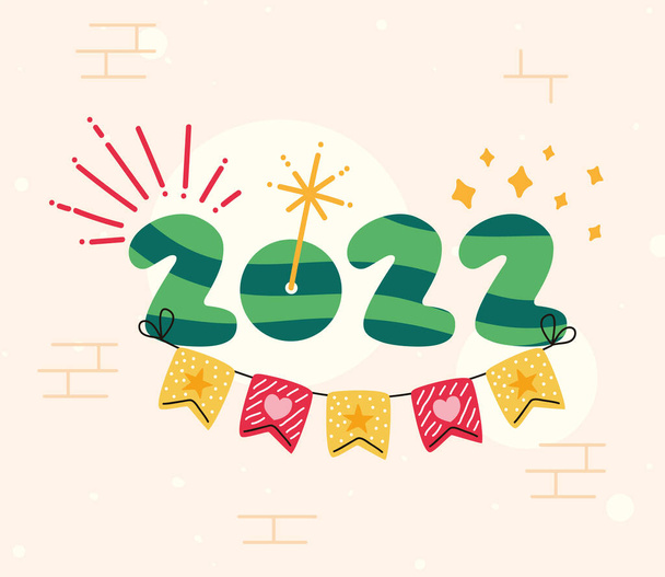 2022 ve çelenkler - Vektör, Görsel