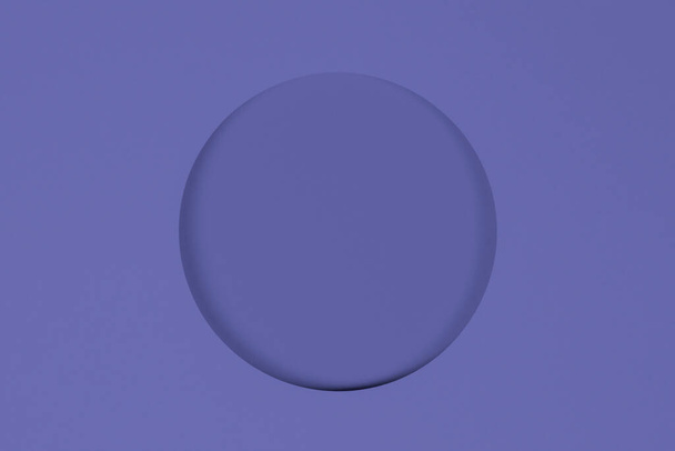 Abstracte minimale achtergrond. Monochroom zeer paarse peri kleur achtergrond met uitgesneden ronde gat - Foto, afbeelding