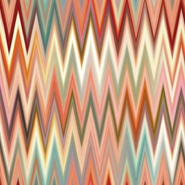Индонезийский космос окрашен в градиентный икат. Бесшовный разноцветный эффект зигзага. Фон модной печати Ретро 1970-х - Фото, изображение