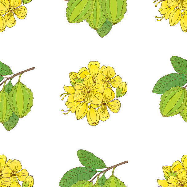 vector seamless pattern with ardjuna and kasia flowers - Διάνυσμα, εικόνα