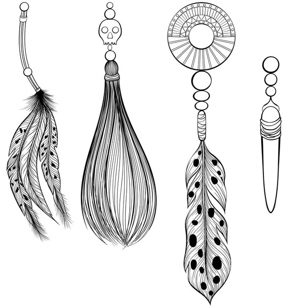 Set van verschillende Afrikaanse etnische sieraden - Vector, afbeelding