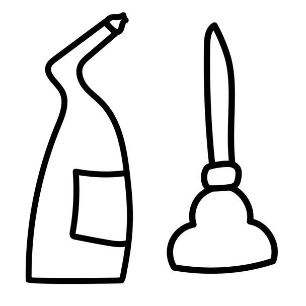 čistič trubek a píst set pro čištění potrubí a kanalizace vektorové ilustrace styl - Vektor, obrázek