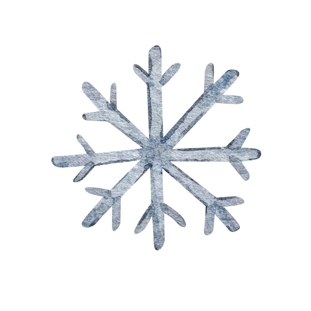 Suluboya Noel çizimleri, kış kasabası elementleri, gri kar taneleri. - Fotoğraf, Görsel