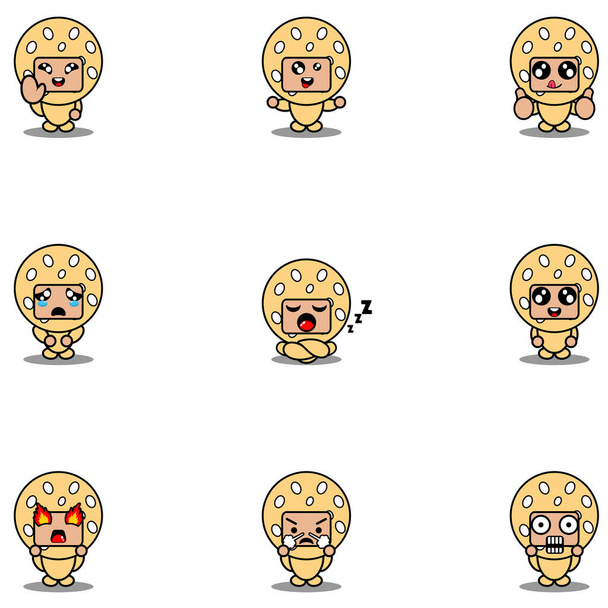 conjunto de personajes de dibujos animados con bola de sésamo - Vector, Imagen