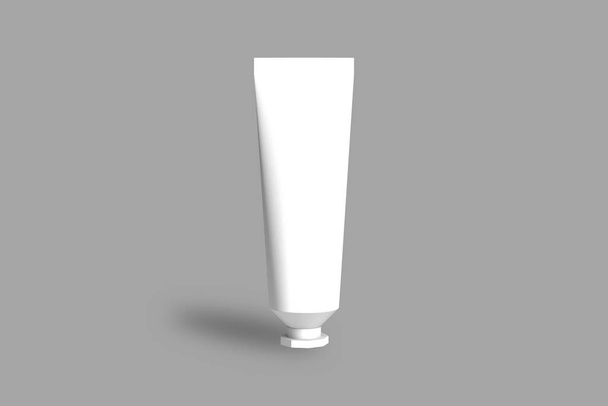 Vacío en blanco Crema cosmética o tubo médico Mock aislado sobre un fondo gris. renderizado 3d. - Foto, Imagen