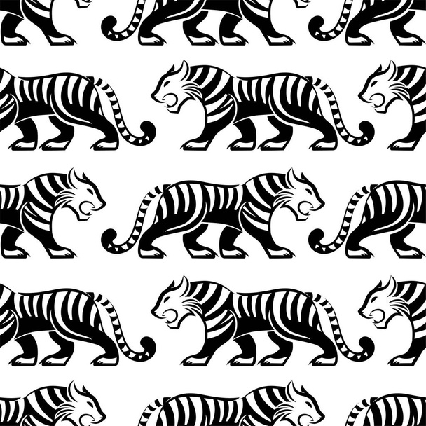 Seamless pattern with Asian elements for happy Chinese new year of the Tiger 2022 - Vector, Image