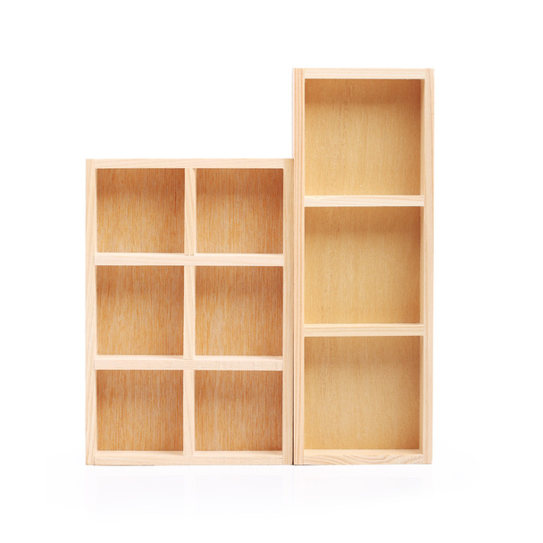 wood shelves isolated on white background - Photo, Image