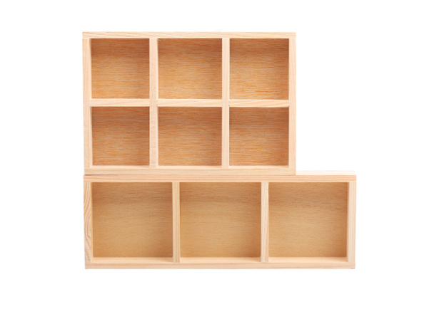 estantes de madera aislados sobre fondo blanco
 - Foto, Imagen