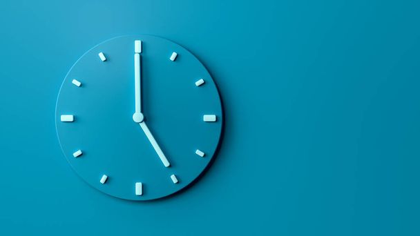 A 3d render of Five o'clock sea blue Office Wall Clock on a blue background - Photo, Image