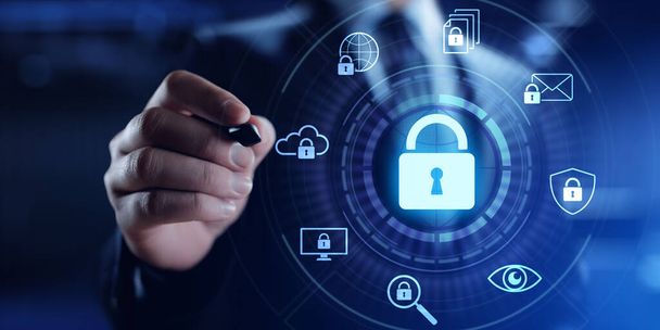 Cyber security Data Protection Information privacy antivirus virus defence internet technology concept. - Foto, Imagem
