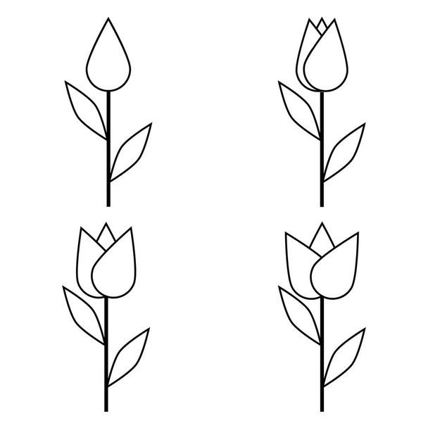 Image simple fleur bourgeon fleurissant avec tige et feuilles illustration de stock - Vecteur, image