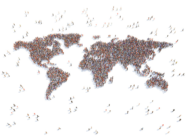 Weltkarte mit Menschen - Foto, Bild