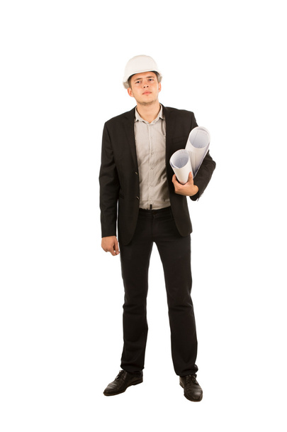 Young Male Engineer Carrying Building Blueprints - Photo, Image