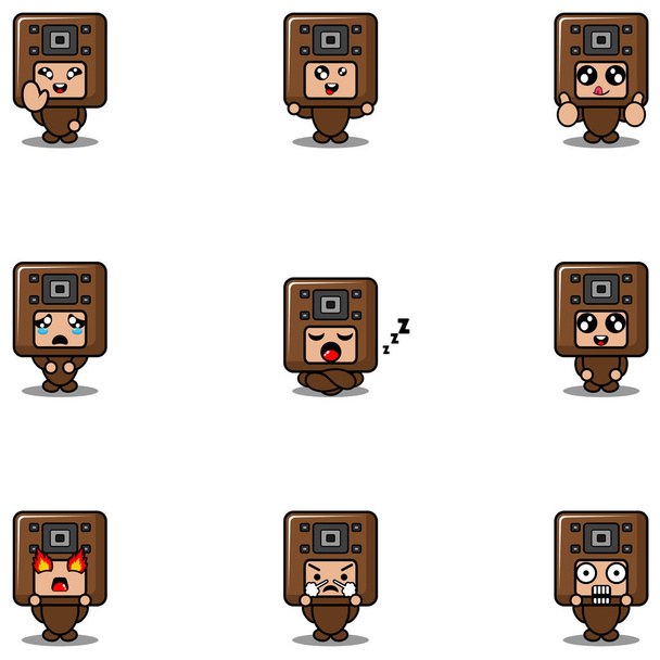 set of cartoon characters with audio speaker - Vector, Image