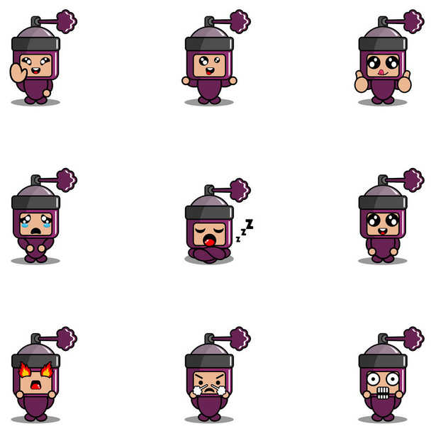 conjunto de personajes de dibujos animados con pulverizador púrpura  - Vector, Imagen