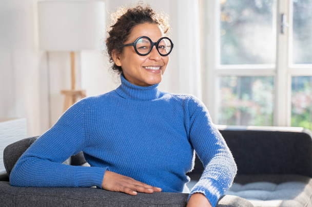 One black woman portrait with prescription glasses - Photo, Image