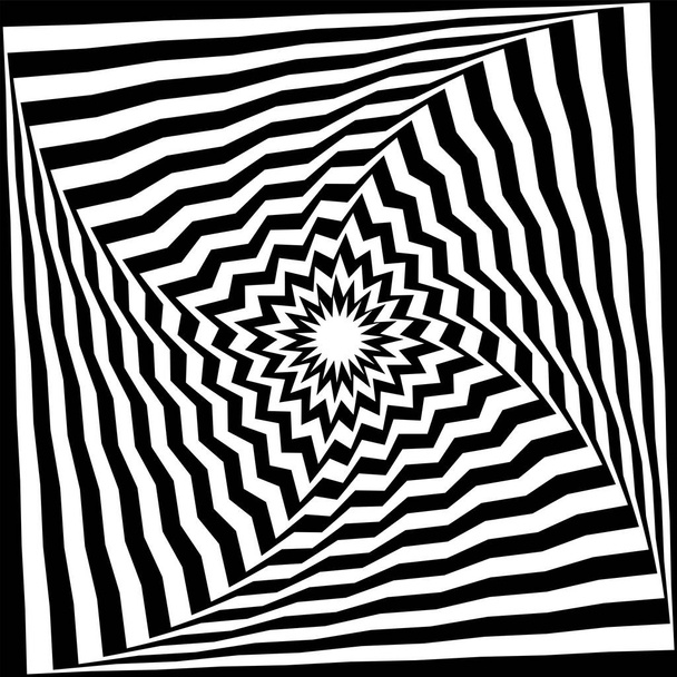 Whirl movement illusion in abstract op art design. Lines pattern. Vector illustration. - Vektor, Bild