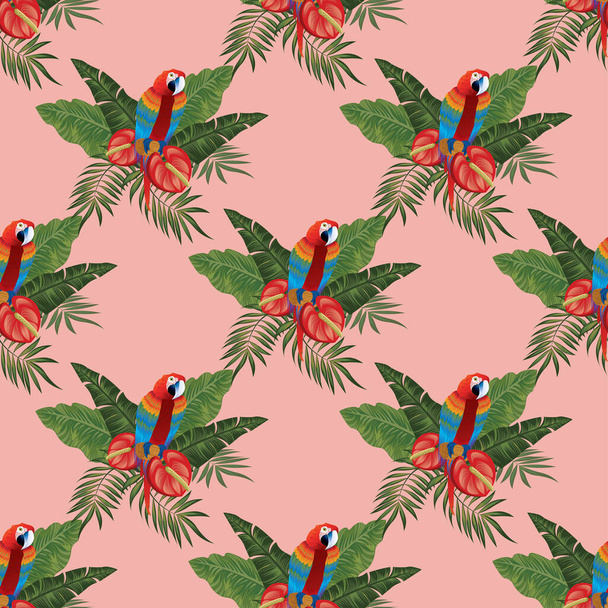 Tropical wildlife seamless pattern design  - Вектор, зображення