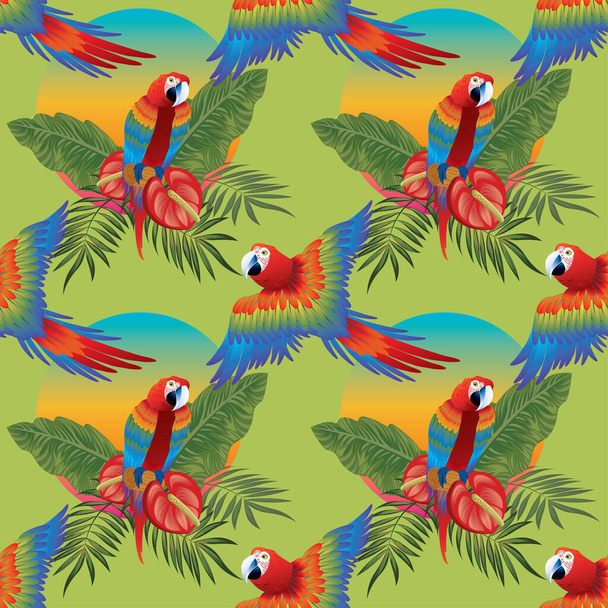 Tropical wildlife seamless pattern design  - Vector, Image