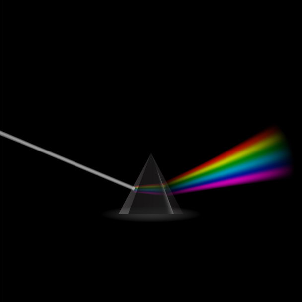 Rayons lumineux colorés. Rainbow Spectrum Dispersion in Prism. Effet optique dans le triangle. Réfraction physique éducative. - Photo, image