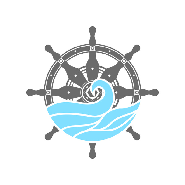 Kontrol Dümeni Simgesi Beyaz Arkaplanda izole edildi. Gemi Direksiyon Konsepti. Deniz Tasarımı. Tekne Logosu - Fotoğraf, Görsel
