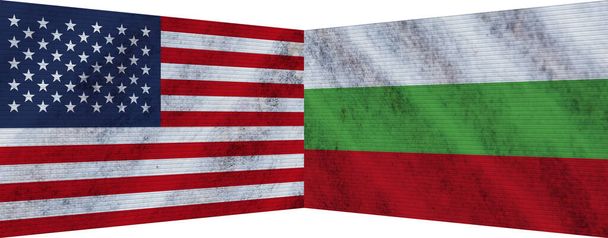 Bulharsko a Spojené státy americké Two Flag Together 3D Illustration - Fotografie, Obrázek