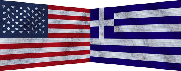 Grécia e EUA Estados Unidos da América Bandeira Dois Juntos Ilustração 3D - Foto, Imagem