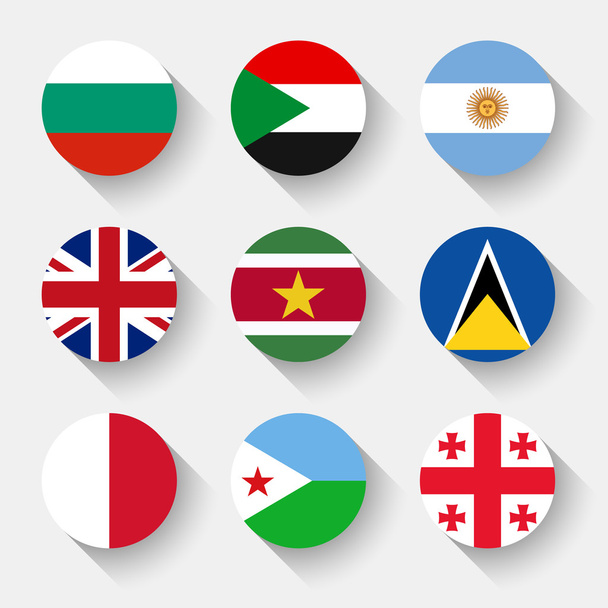 Flags of the world, round buttons - Vettoriali, immagini