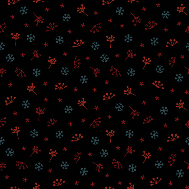 Patrón sin costuras de Navidad con elementos dibujados aislados - Vector, Imagen