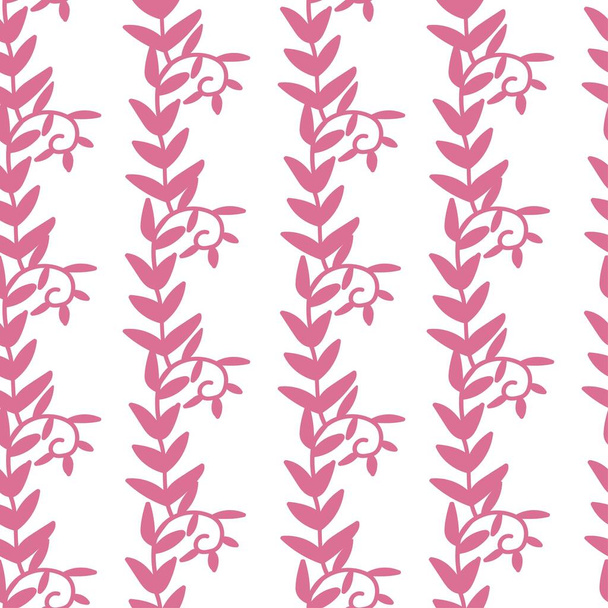 トレンドカラーピンクでバレンタインデーのための花とシームレスベクトルパターン。アブストラクト、アニマリズム的、ミニマルな手描きプリント。織物、ファブリック、包装紙、包装用のデザイン. - ベクター画像