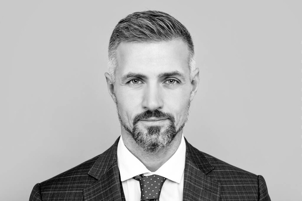 retrato de homem de negócios maduro com cabelo grisalho em terno formal, homem de negócios - Foto, Imagem