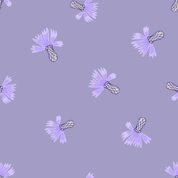Cornflowers pattern seamless in freehand style. Spring flowers on colorful background. Vector illustration for textile prints, fabric, banners, backdrops and wallpapers. - Вектор,изображение