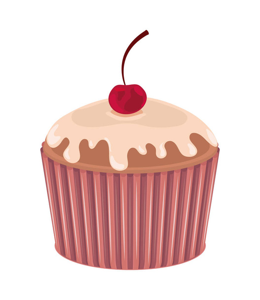 cupcake with cherry - Vector, Image