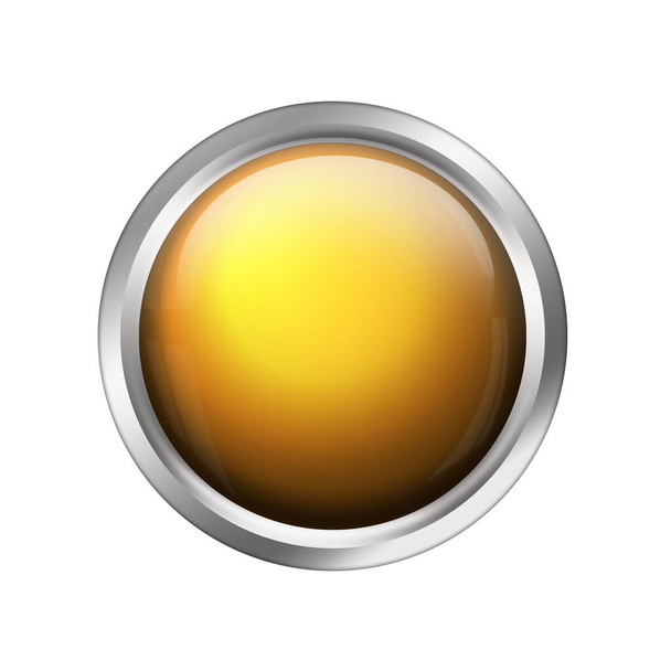 orange shiny button with metallic elements - Foto, Bild
