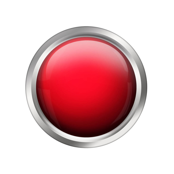red shiny button with metallic elements - Foto, Bild