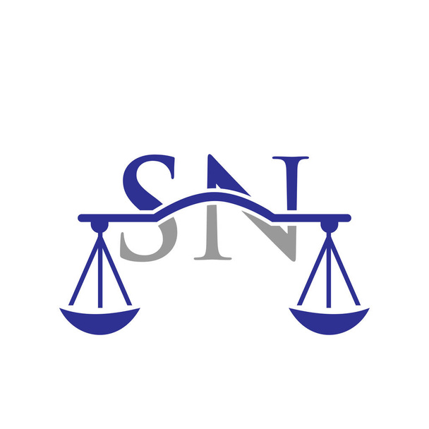 Дизайн логотипа юридической фирмы SN. Юрист, Юстиция, Юрист, Юридическая, Юридическая служба, Адвокатская контора, Шкала, Юридическая фирма, Адвокат Корпоративный бизнес SN - Вектор,изображение